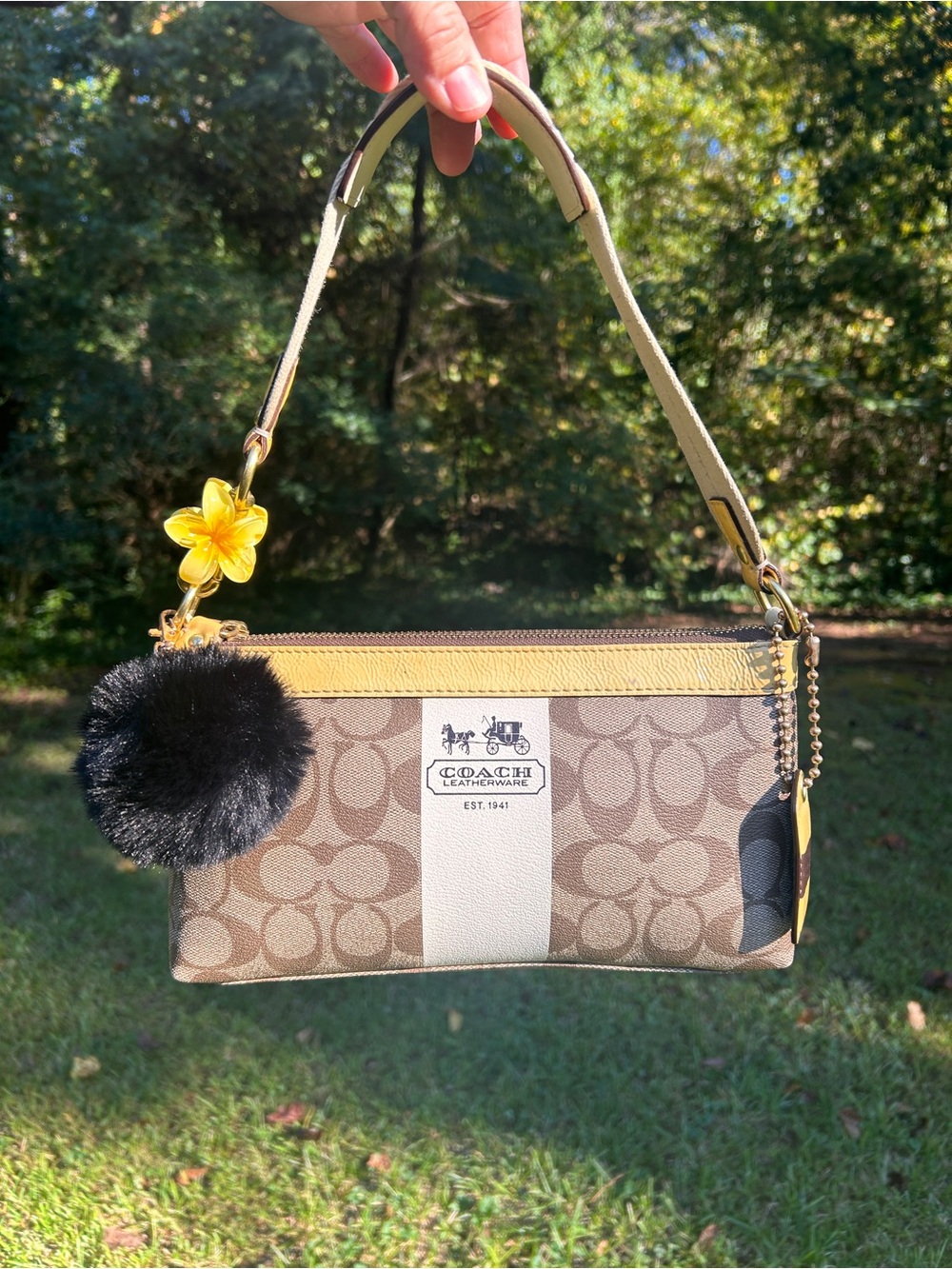 Y2K Coach Signature Canvas in Brown and Yellow